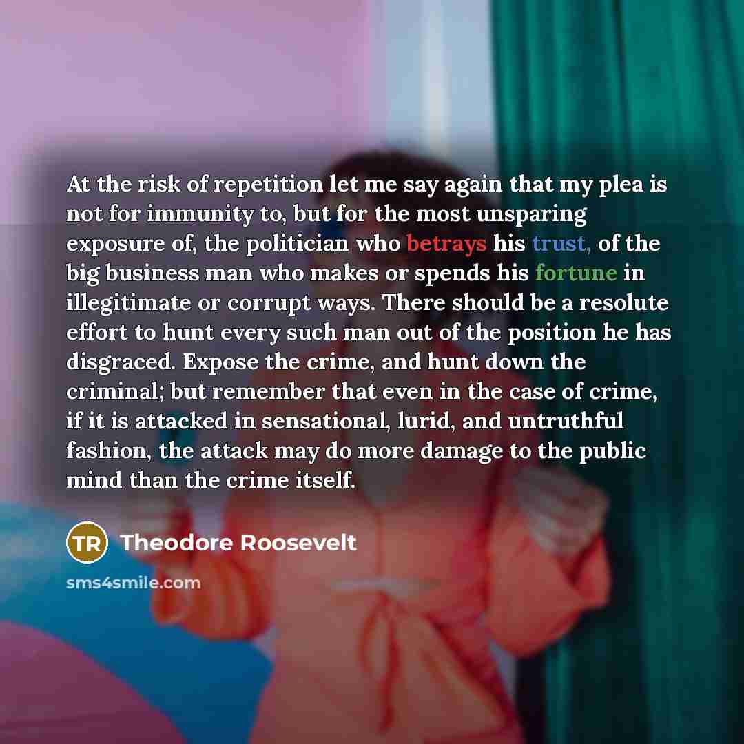 “At the risk of repetition let me say again that…” quote by Theodore Roosevelt