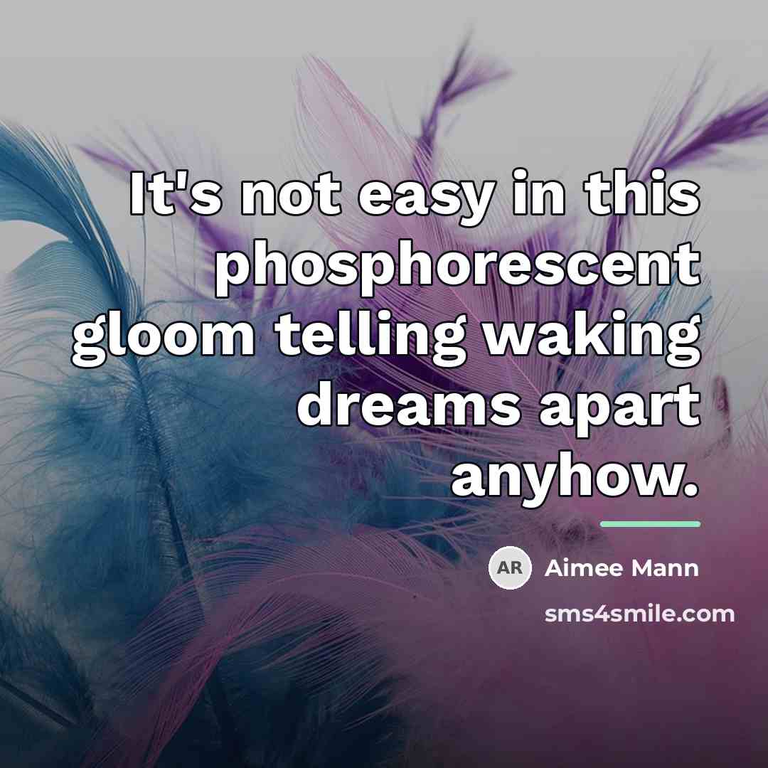 “It's not easy in this phosphorescent gloom telling waking dreams…” quote by Aimee Mann
