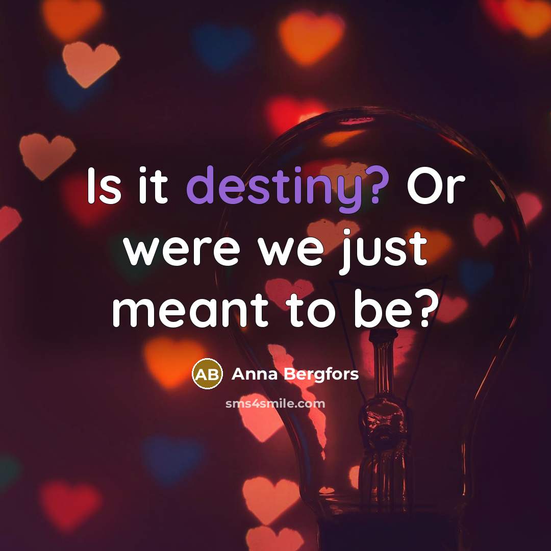 “Is it destiny? Or were we just meant to be?…” quote by Anna Bergfors
