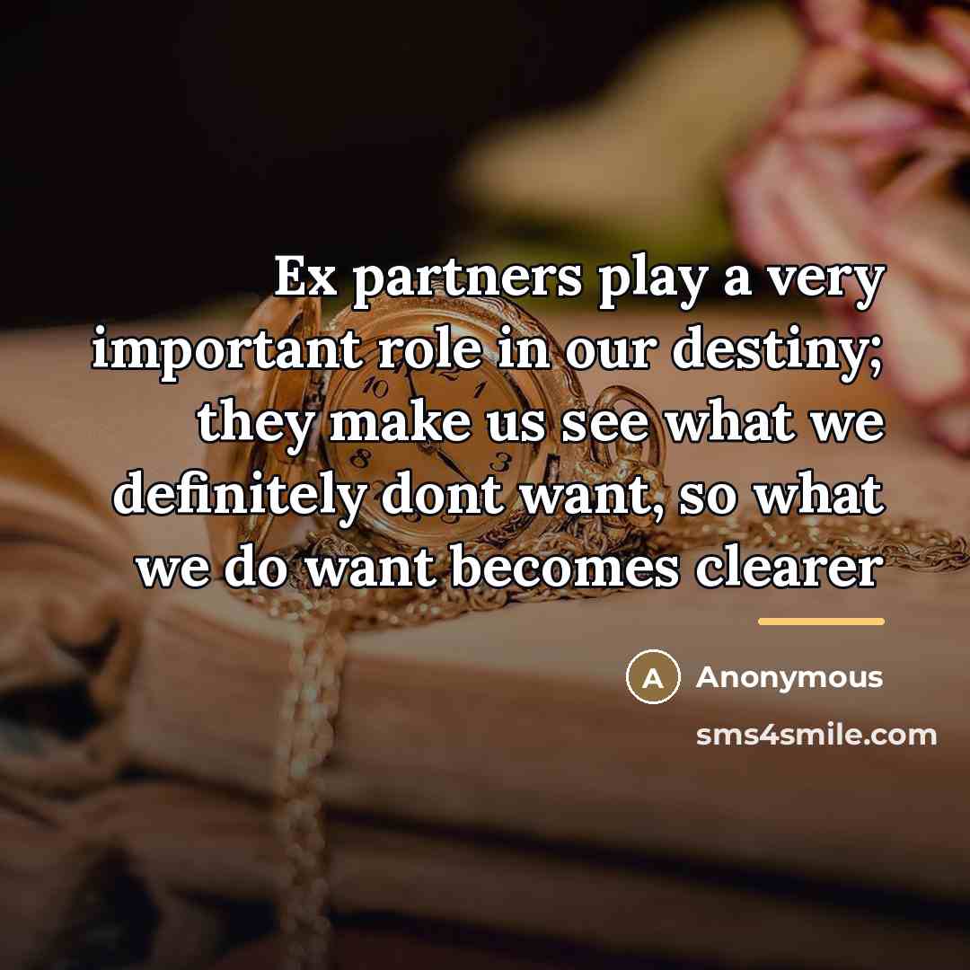 “Ex partners play a very important role in our destiny;…” quote by Anonymous