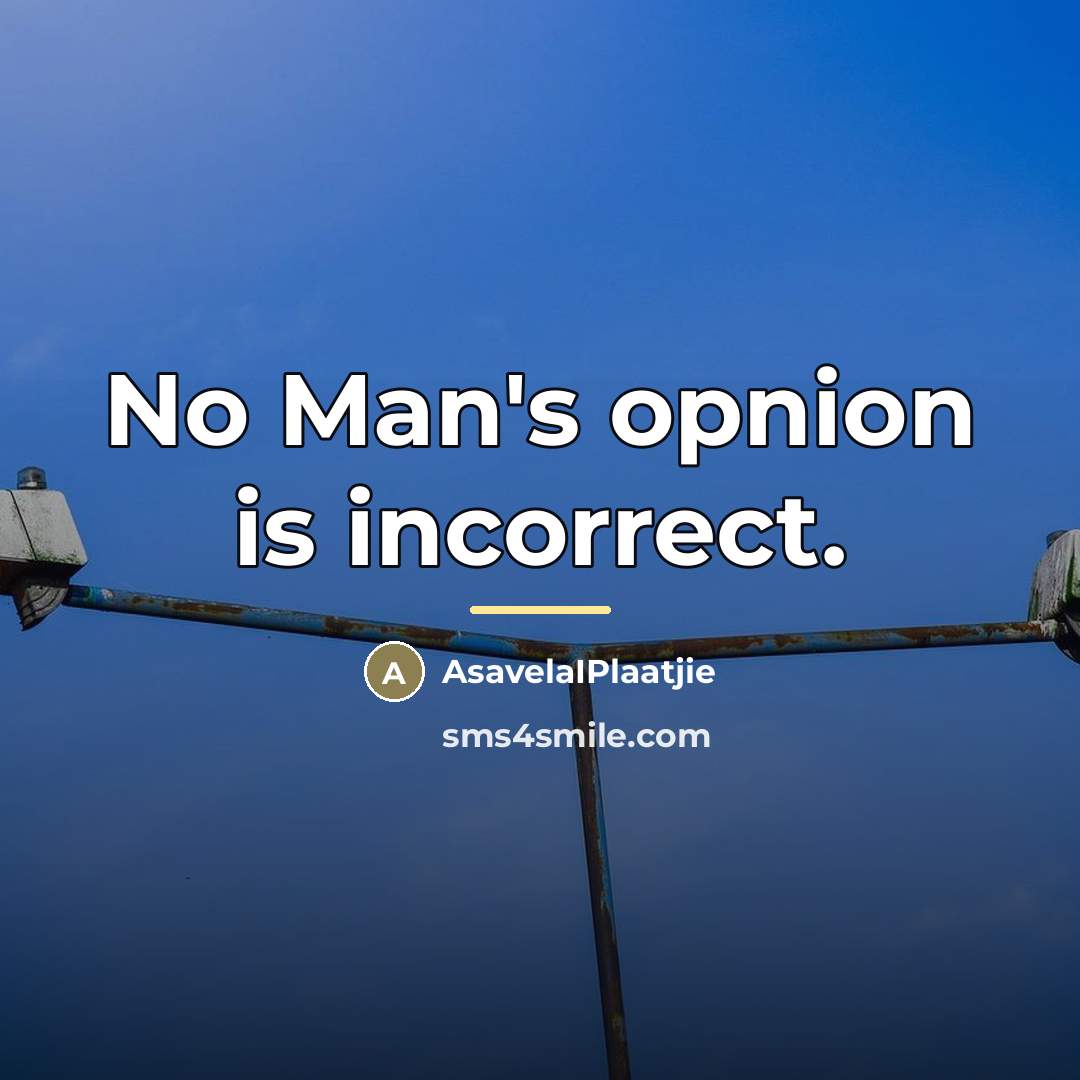 “No Man's opnion is incorrect.…” quote by AsavelaIPlaatjie