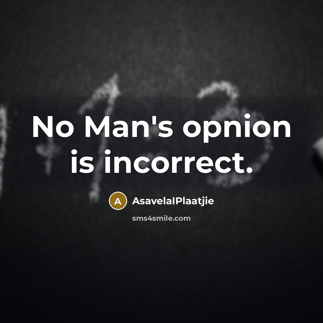 “No Man's opnion is incorrect.” quote by AsavelaIPlaatjie