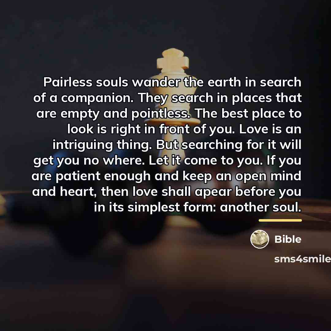“Pairless souls wander the earth in search of a companion.…” quote by Bible
