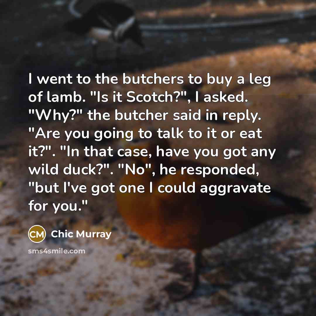 “I went to the butchers to buy a leg of…” quote by Chic Murray