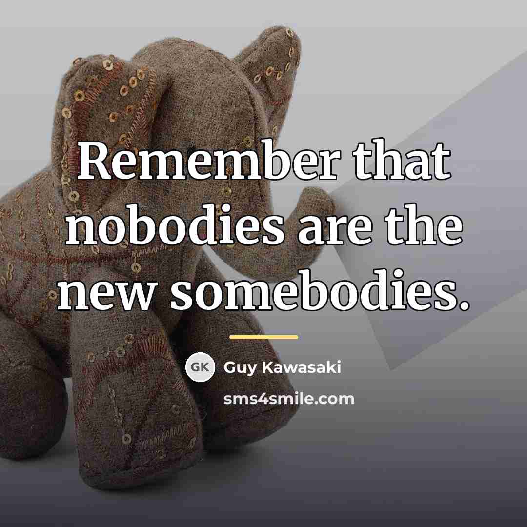 “Remember that nobodies are the new somebodies.…” quote by Guy Kawasaki
