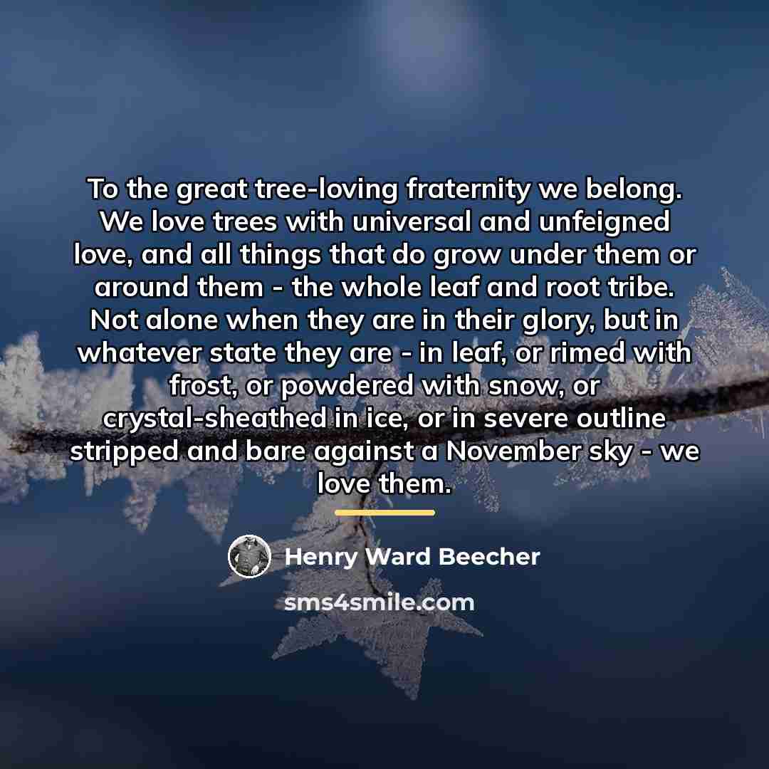 “To the great tree-loving fraternity we belong. We love trees…” quote by Henry Ward Beecher