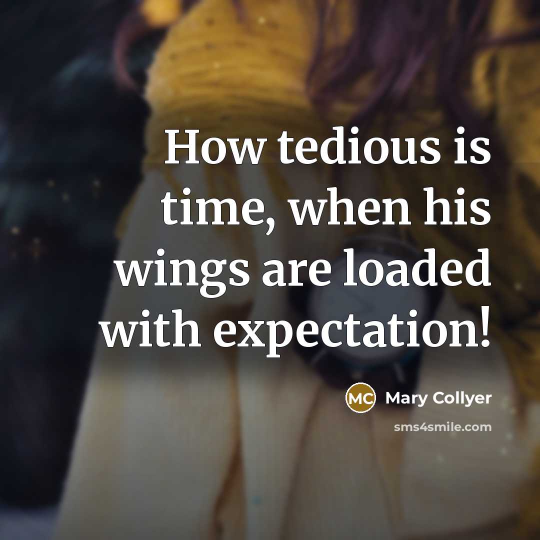 “How tedious is time, when his wings are loaded with…” quote by Mary Collyer