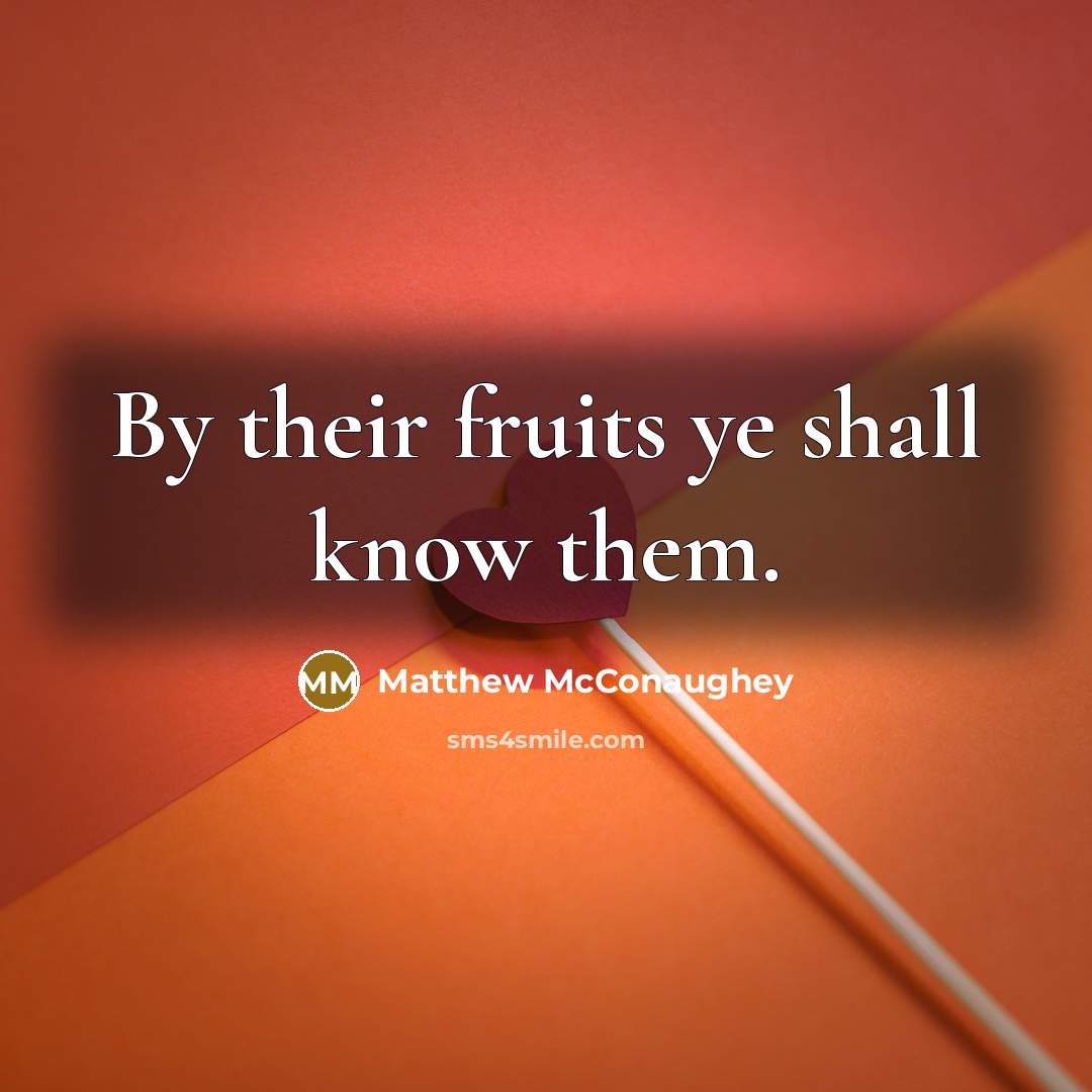 “By their fruits ye shall know them.…” quote by Matthew McConaughey