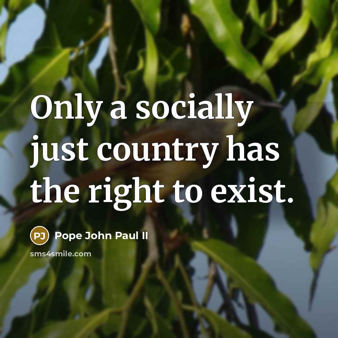 “Only a socially just country has the right to exist.…” quote by Pope John Paul II