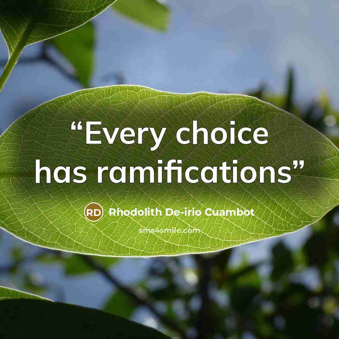 “Every choice has ramifications” quote by Rhodolith De-irio Cuambot