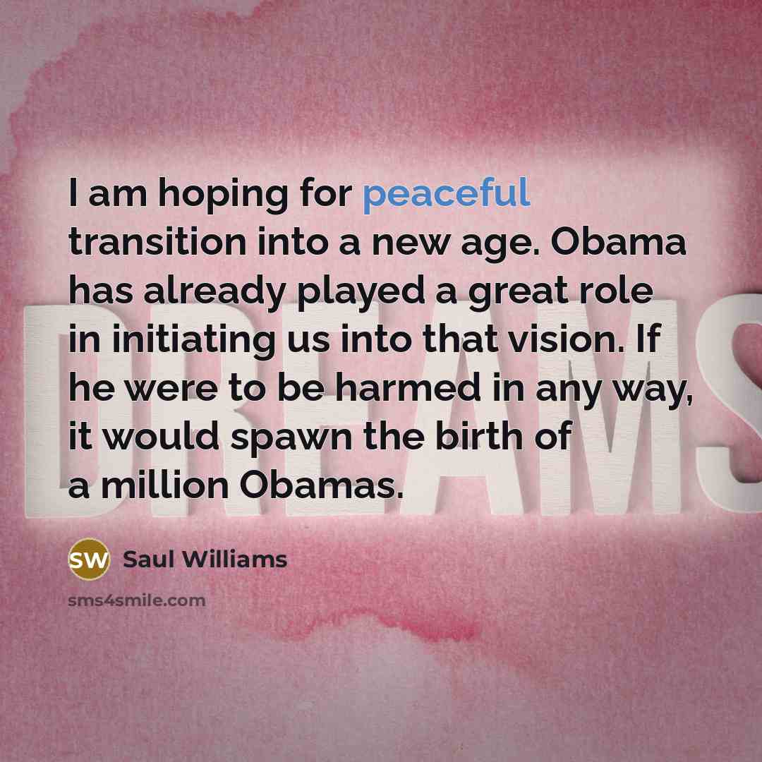 “I am hoping for peaceful transition into a new age.…” quote by Saul Williams