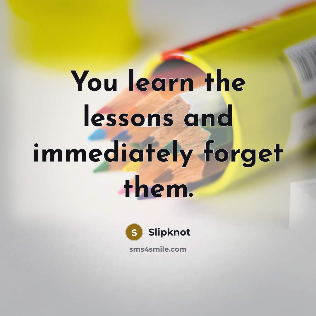 “You learn the lessons and immediately forget them.…” quote by Slipknot