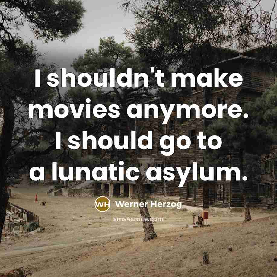 “I shouldn't make movies anymore. I should go to a…” quote by Werner Herzog