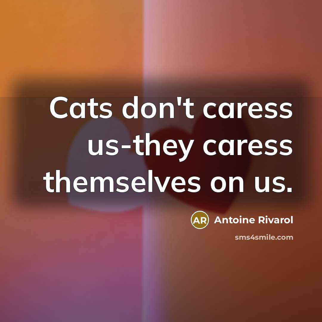 “Cats don't caress us-they caress themselves on us.…” quote by Antoine Rivarol