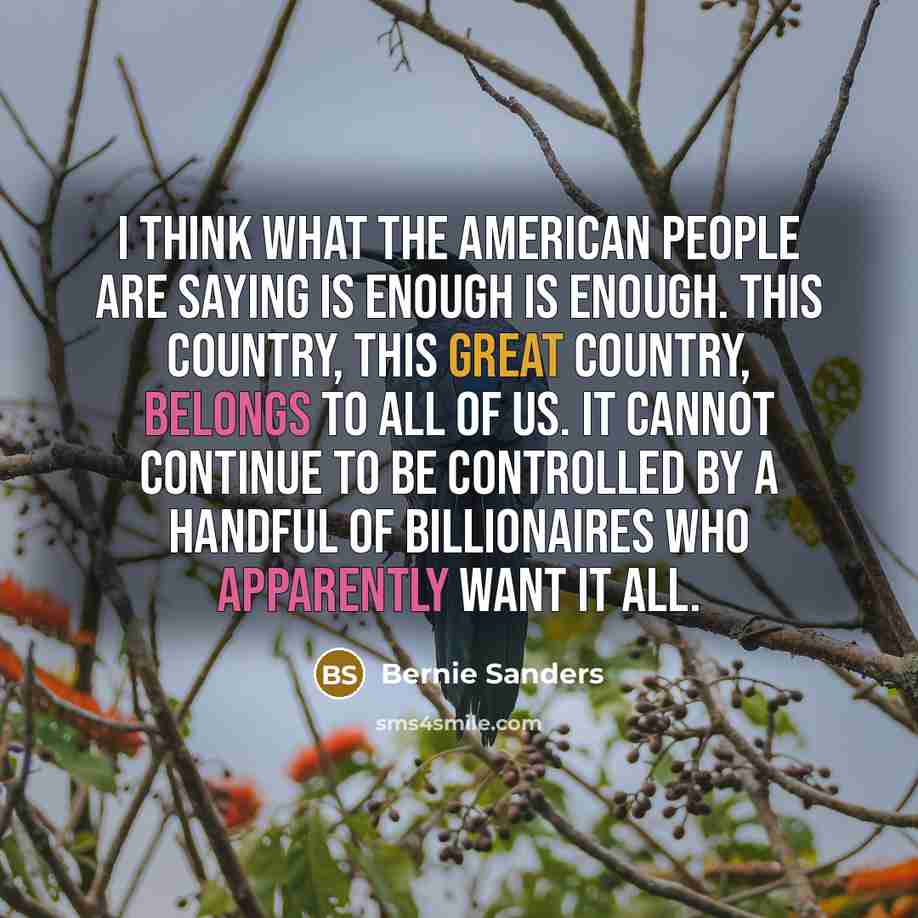 “I think what the American people are saying is enough…” quote by Bernie Sanders