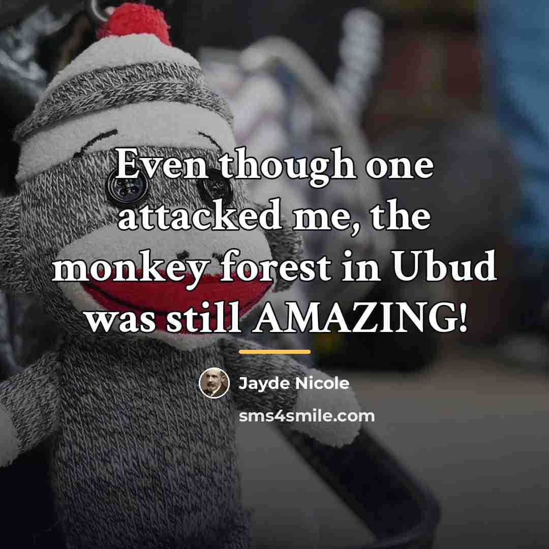 “Even though one attacked me, the monkey forest in Ubud…” quote by Jayde Nicole