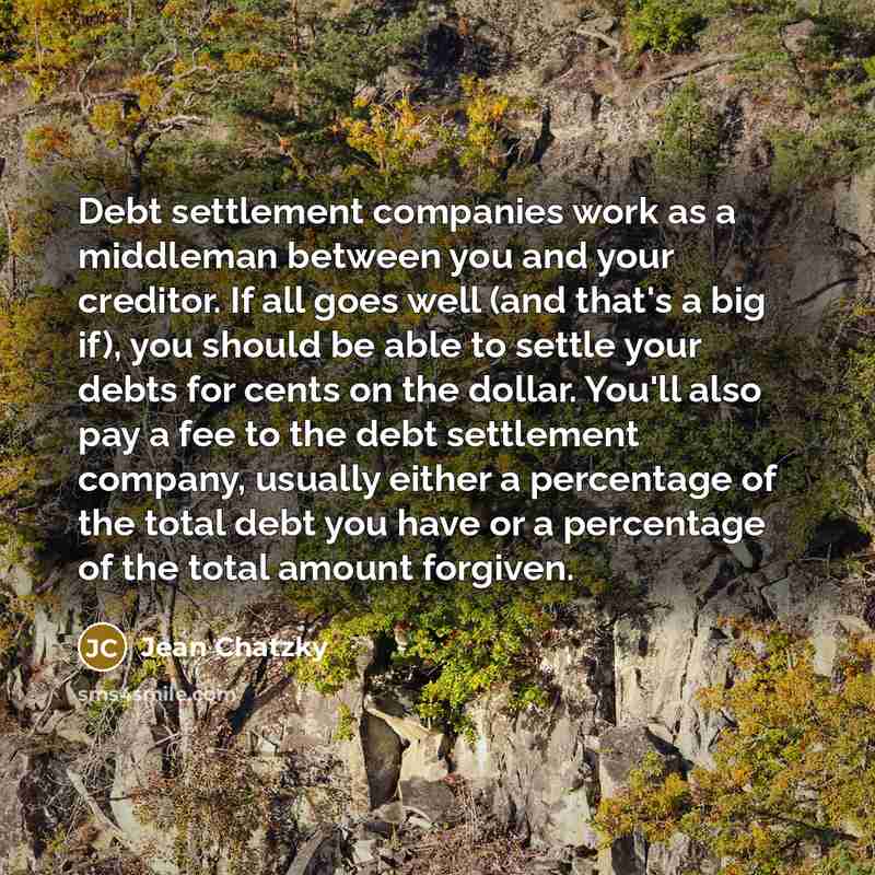 “Debt settlement companies work as a middleman between you and…” quote by Jean Chatzky