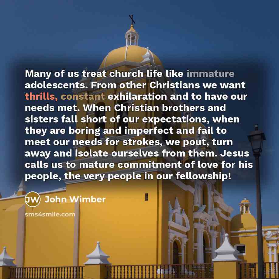“Many of us treat church life like immature adolescents. From…” quote by John Wimber