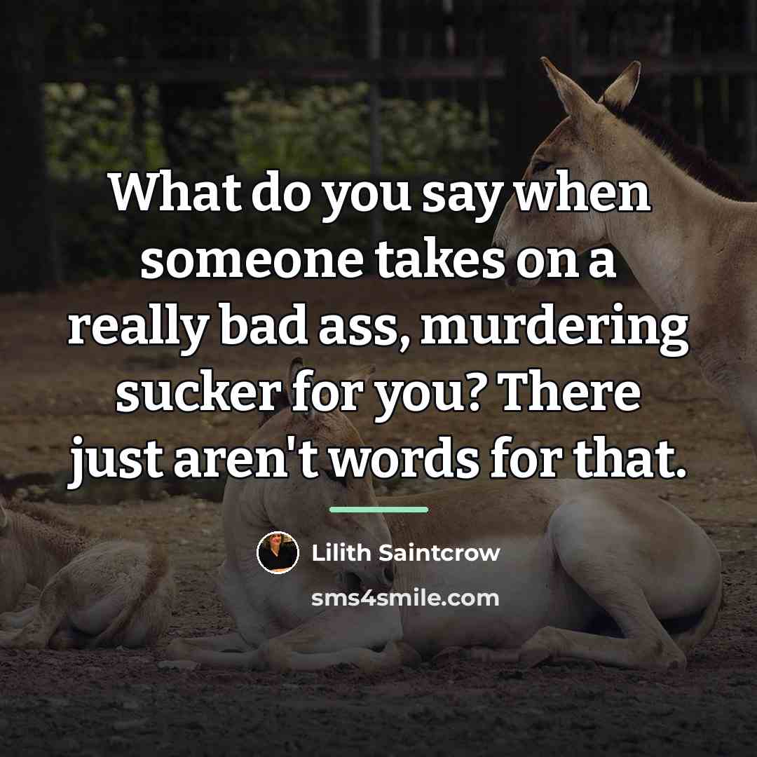 “What do you say when someone takes on a really…” quote by Lilith Saintcrow