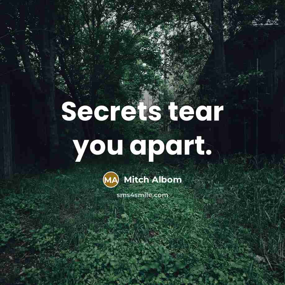 “Secrets tear you apart.…” quote by Mitch Albom