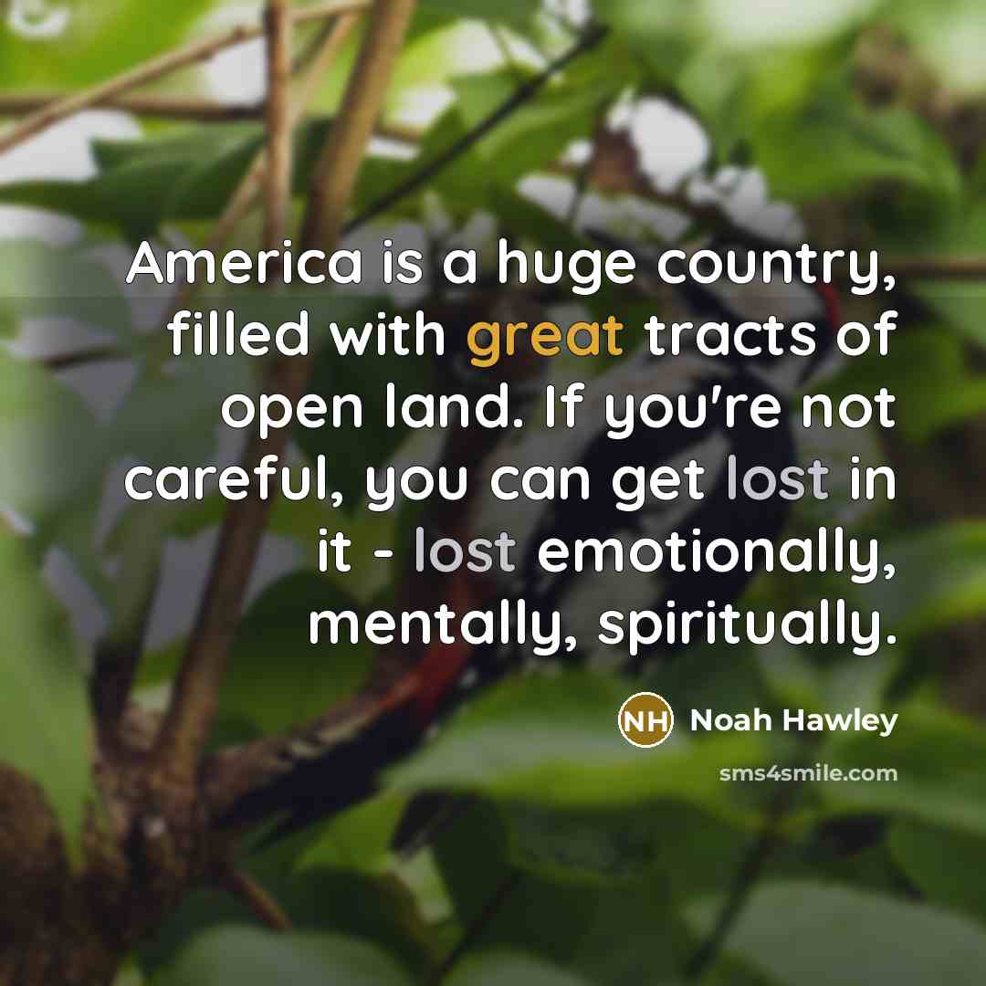 “America is a huge country, filled with great tracts of…” quote by Noah Hawley