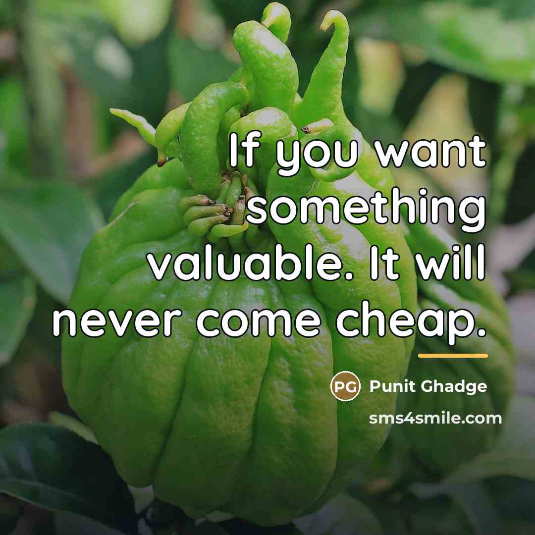 “If you want something valuable. It will never come cheap.…” quote by Punit Ghadge