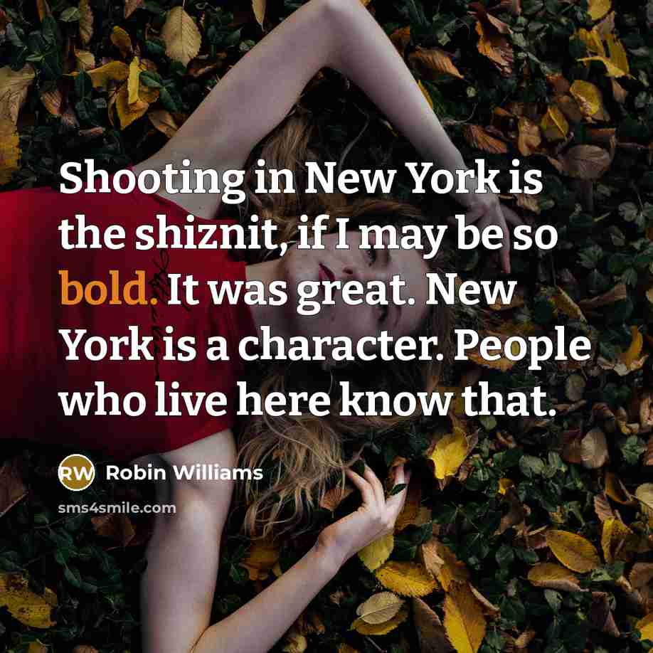“Shooting in New York is the shiznit, if I may…” quote by Robin Williams