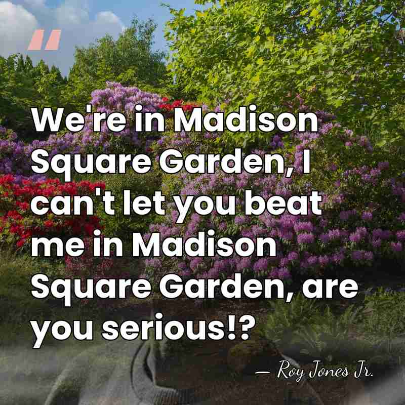 We're in Madison Square Garden, I can't let you beat me in&hellip; - Roy Jones Jr.