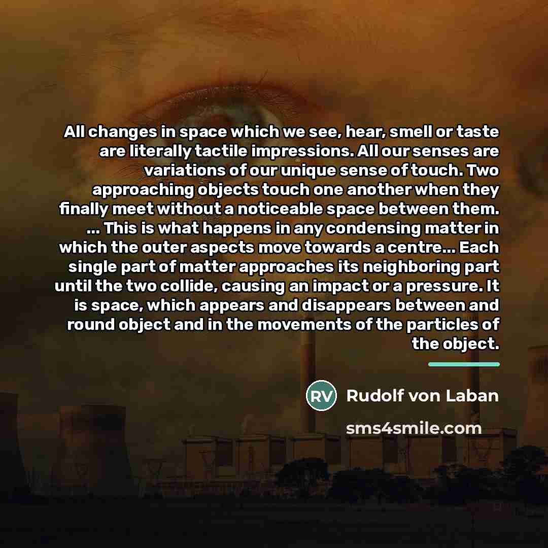 “All changes in space which we see, hear, smell or…” quote by Rudolf von Laban