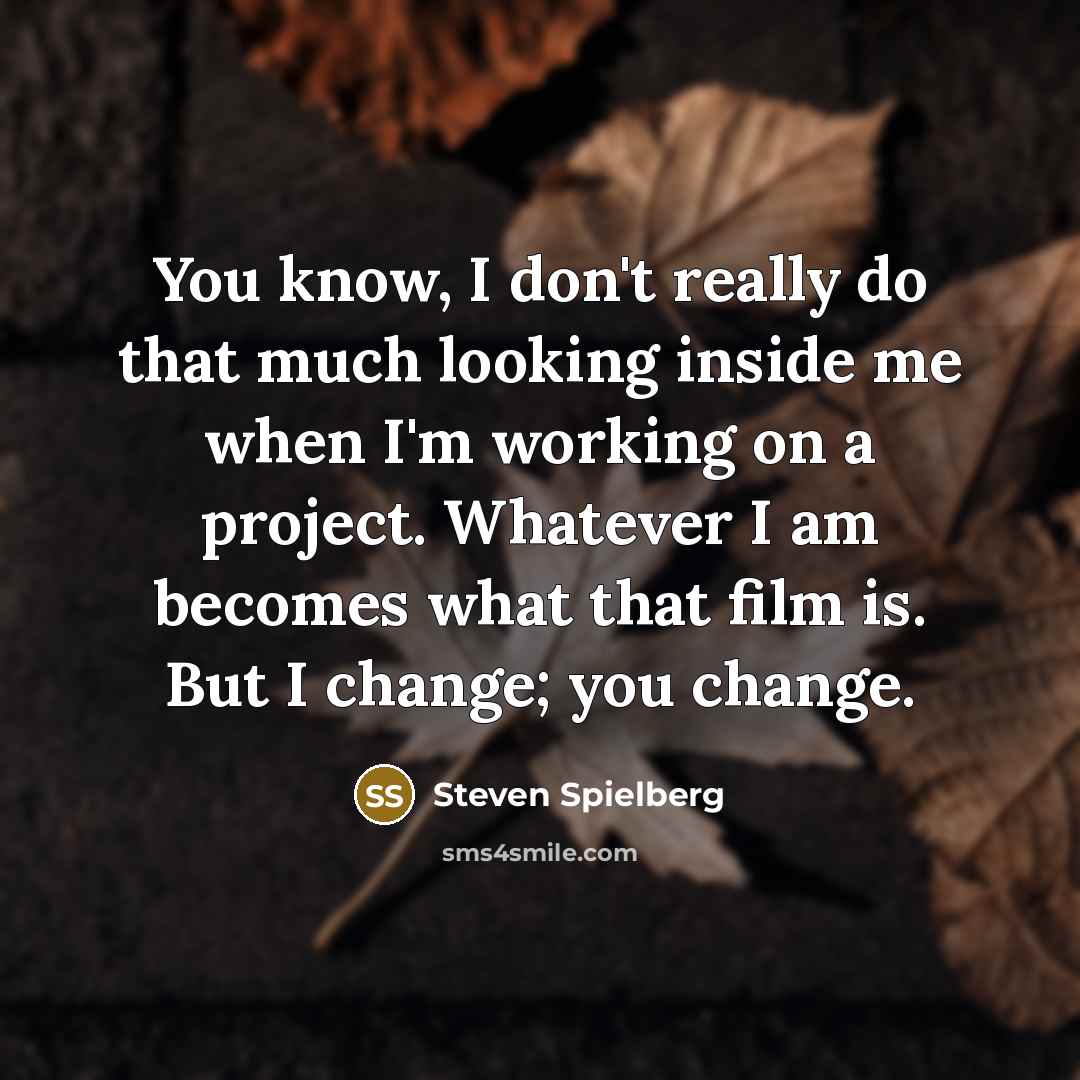 “You know, I don't really do that much looking inside…” quote by Steven Spielberg