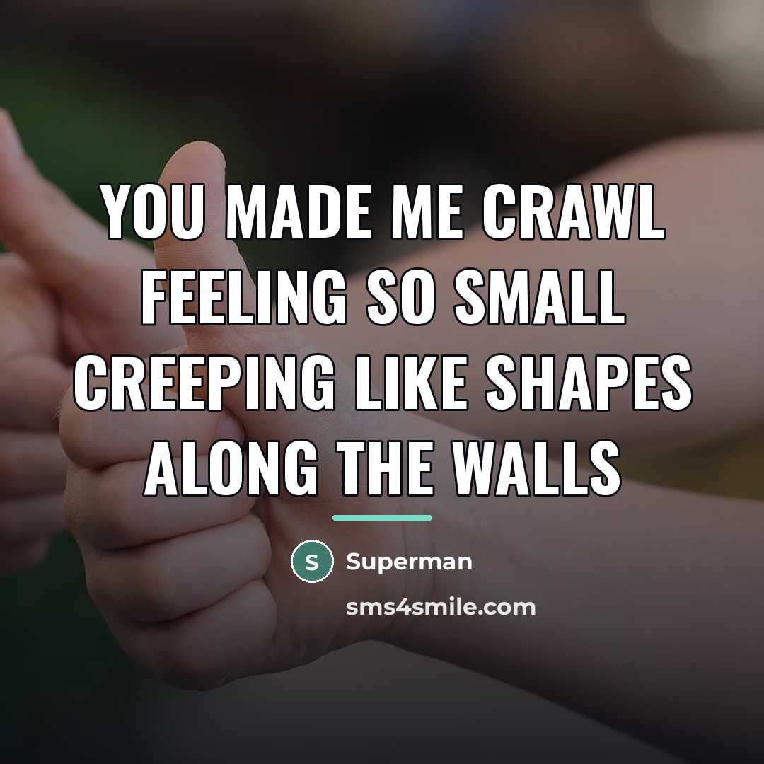 “You made me crawl feeling so small Creeping like shapes…” quote by Superman
