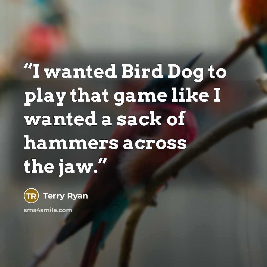 “I wanted Bird Dog to play that game like I wanted a sack of hammers across the jaw.” quote by Terry Ryan