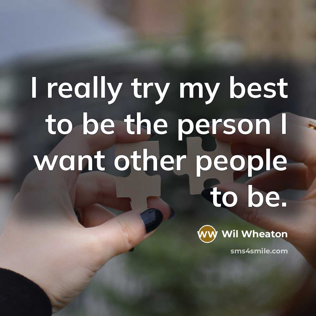 “I really try my best to be the person I…” quote by Wil Wheaton