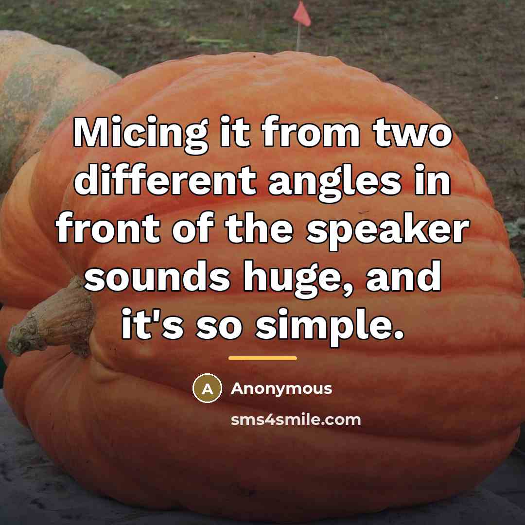“Micing it from two different angles in front of the…” quote by Anonymous