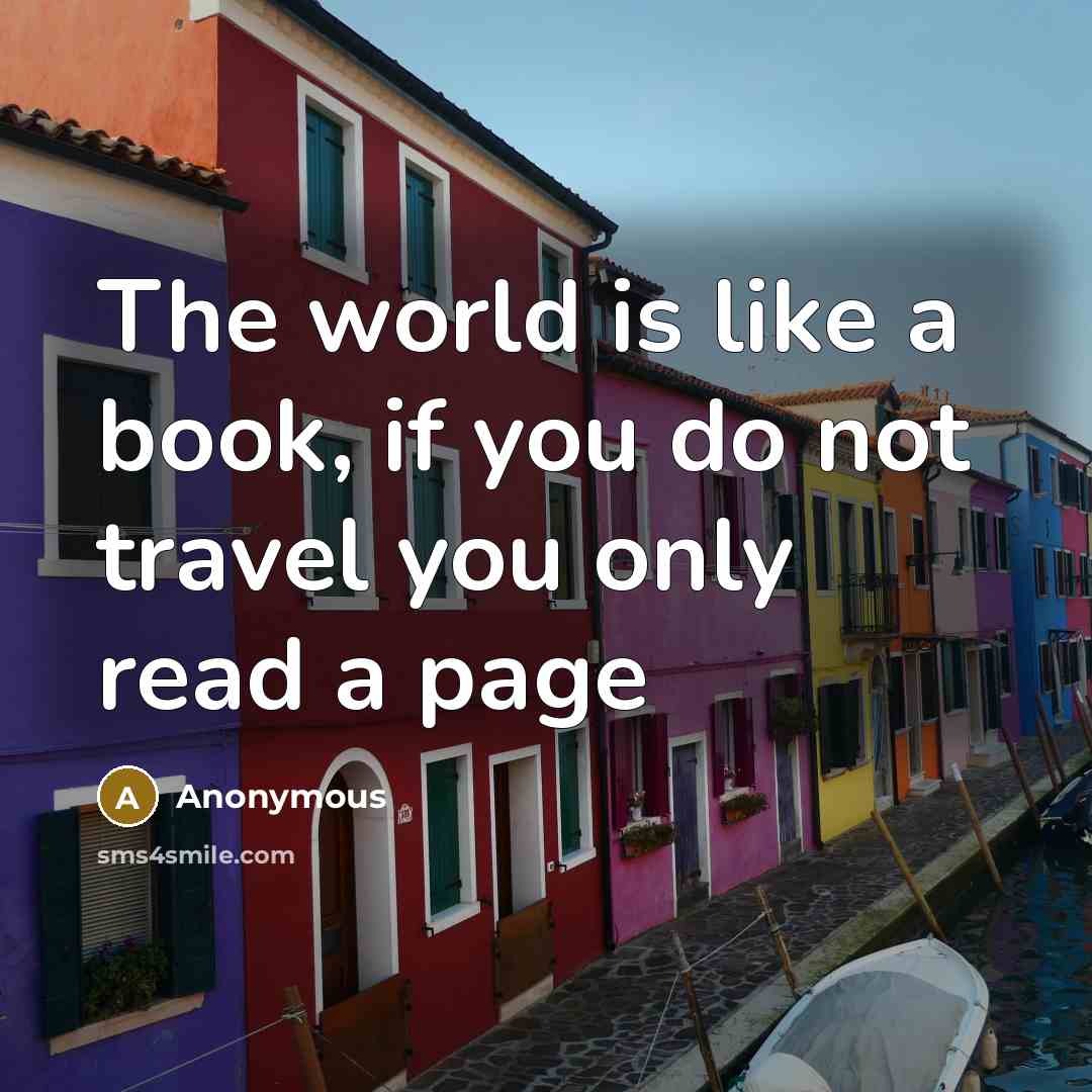 “The world is like a book, if you do not travel you only read a page” quote by Anonymous