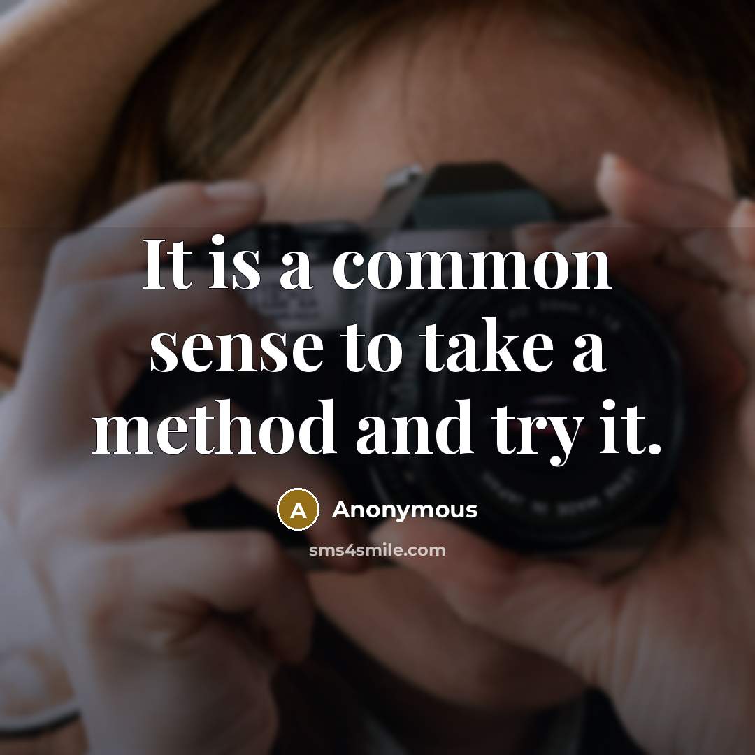 “It is a common sense to take a method and try it.” quote by Anonymous