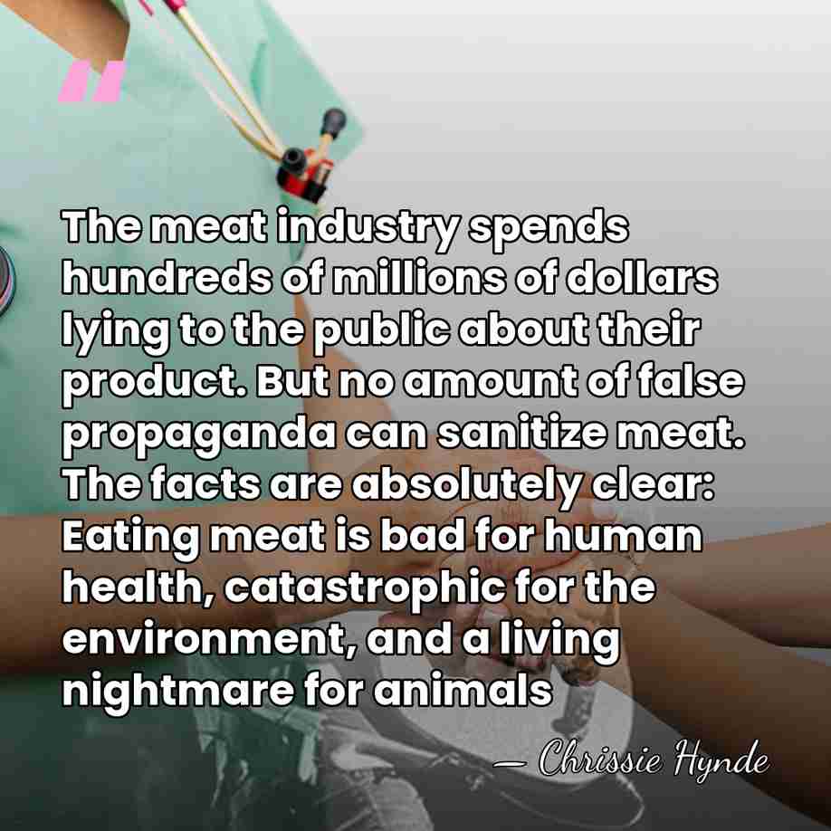 The meat industry spends hundreds of millions of dollars lying to the&hellip; - Chrissie Hynde