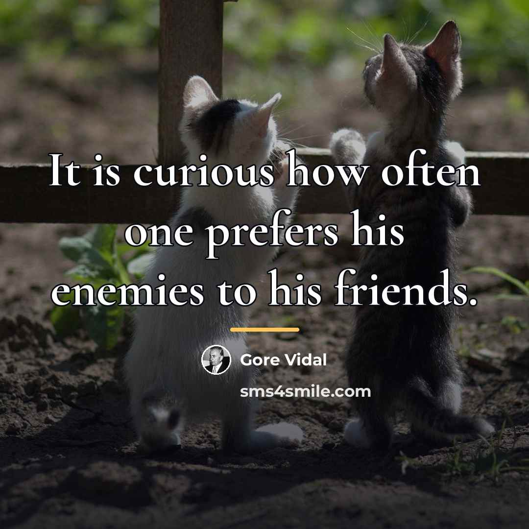 “It is curious how often one prefers his enemies to…” quote by Gore Vidal