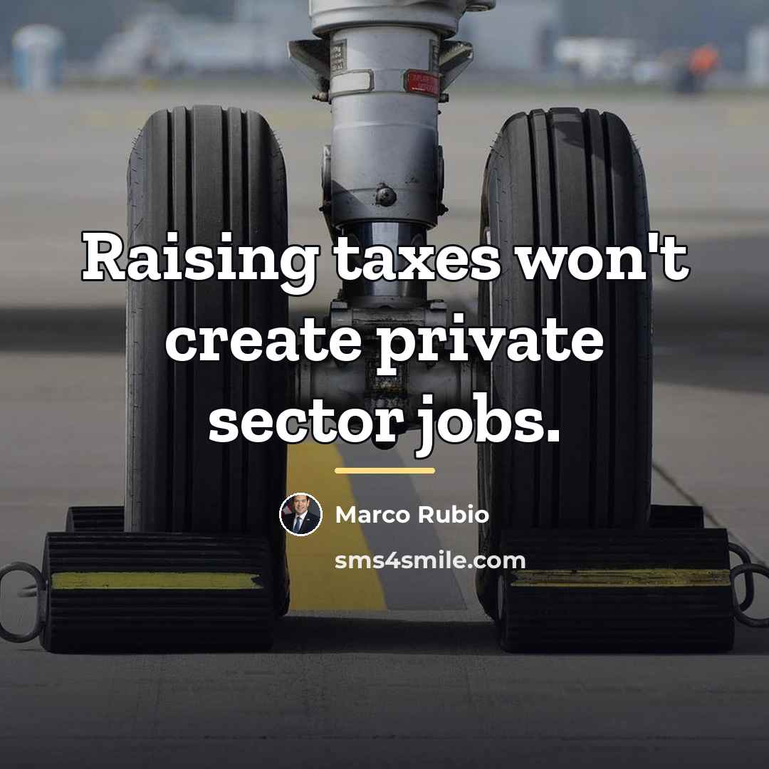 “Raising taxes won't create private sector jobs.…” quote by Marco Rubio
