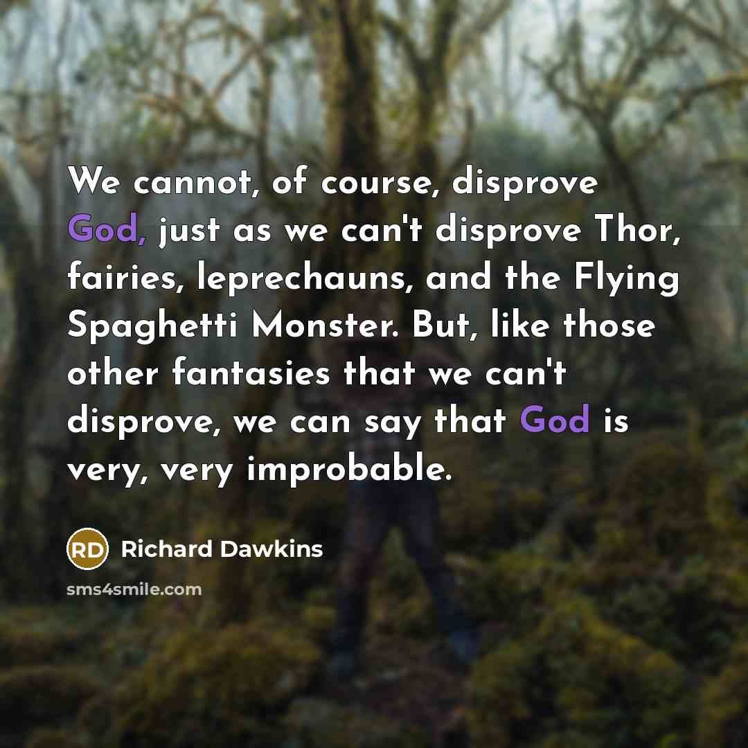“We cannot, of course, disprove God, just as we can't…” quote by Richard Dawkins
