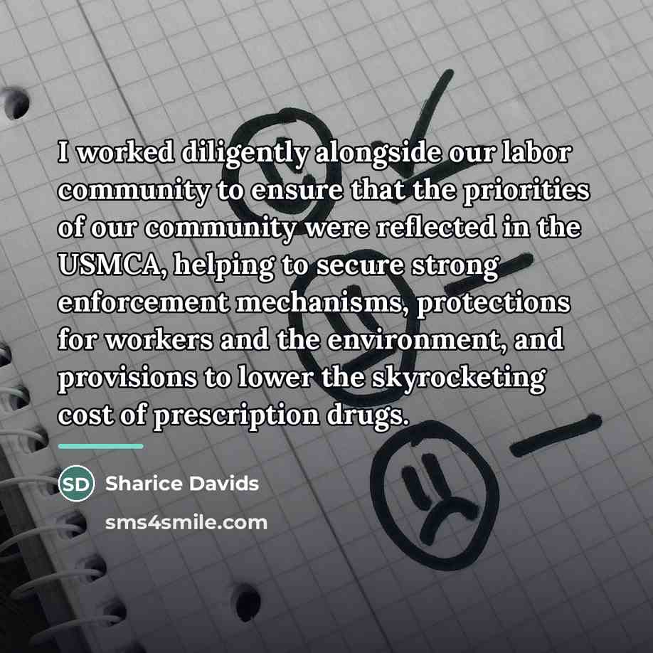 “I worked diligently alongside our labor community to ensure that…” quote by Sharice Davids