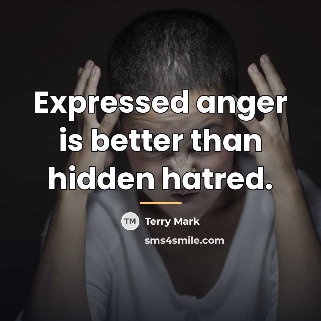 “Expressed anger is better than hidden hatred.…” quote by Terry Mark