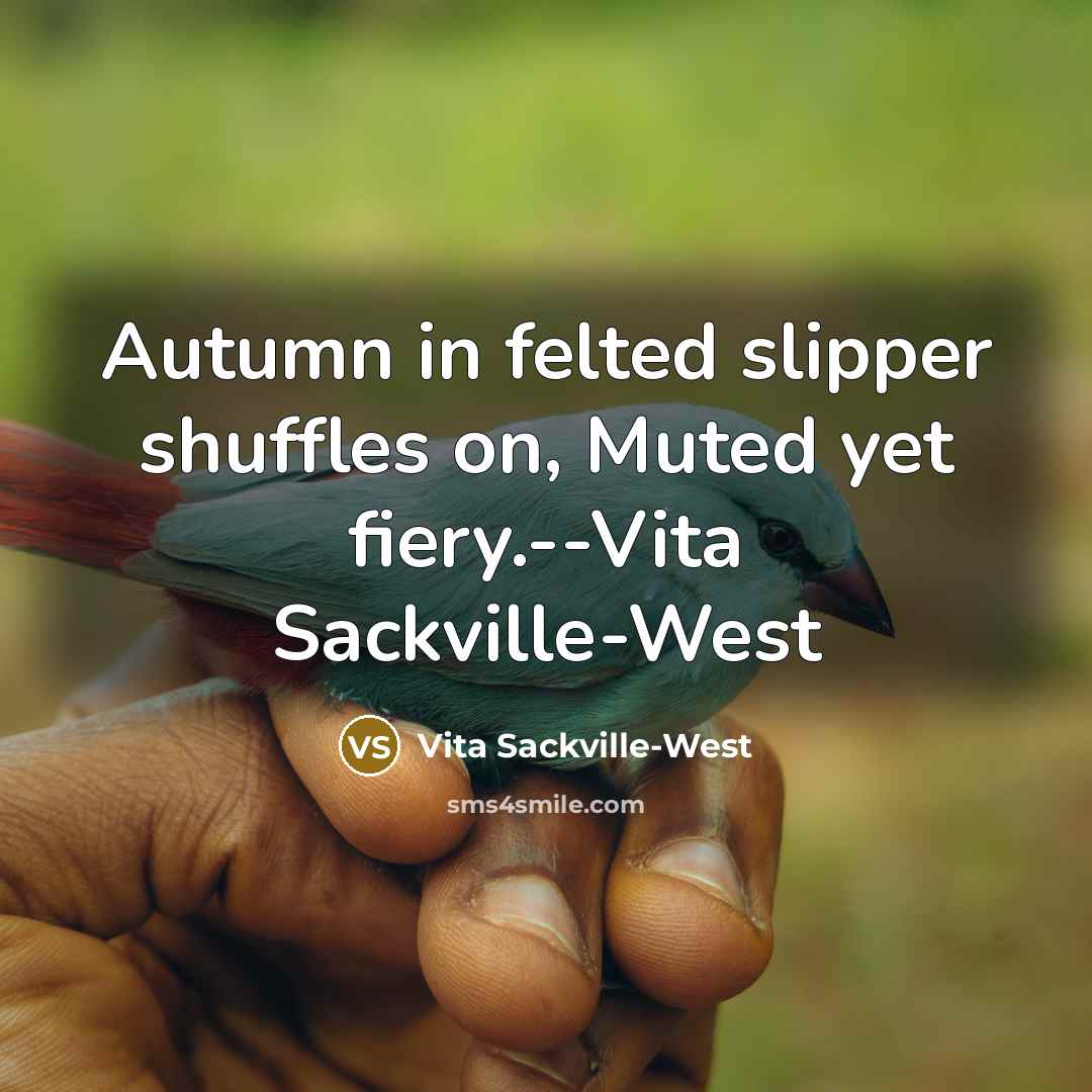“Autumn in felted slipper shuffles on, Muted yet fiery.--Vita Sackville-West…” quote by Vita Sackville-West