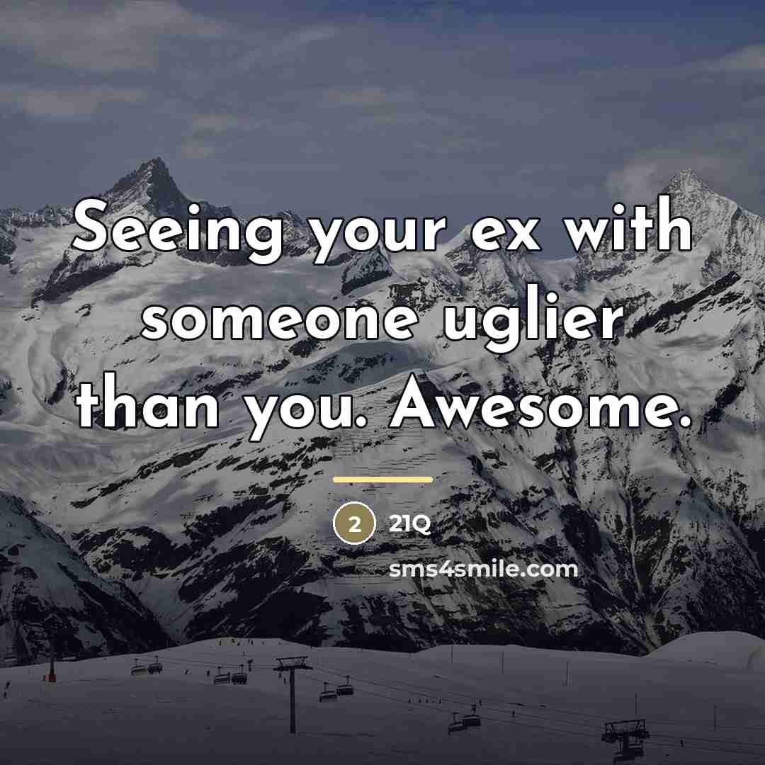 “Seeing your ex with someone uglier than you. Awesome.…” quote by 21Q