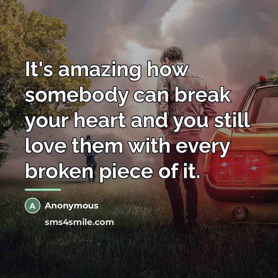 “It's amazing how somebody can break your heart and you…” quote by Anonymous