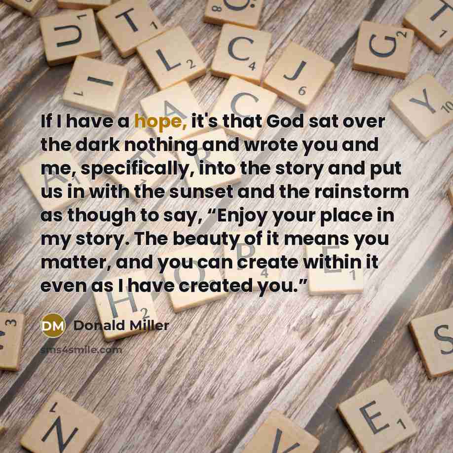 “If I have a hope, it's that God sat over…” quote by Donald Miller