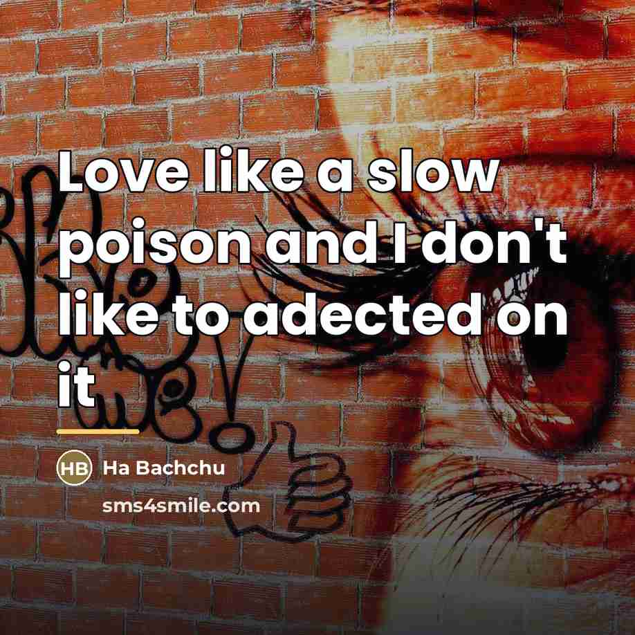 “Love like a slow poison and I don't like to…” quote by Ha Bachchu