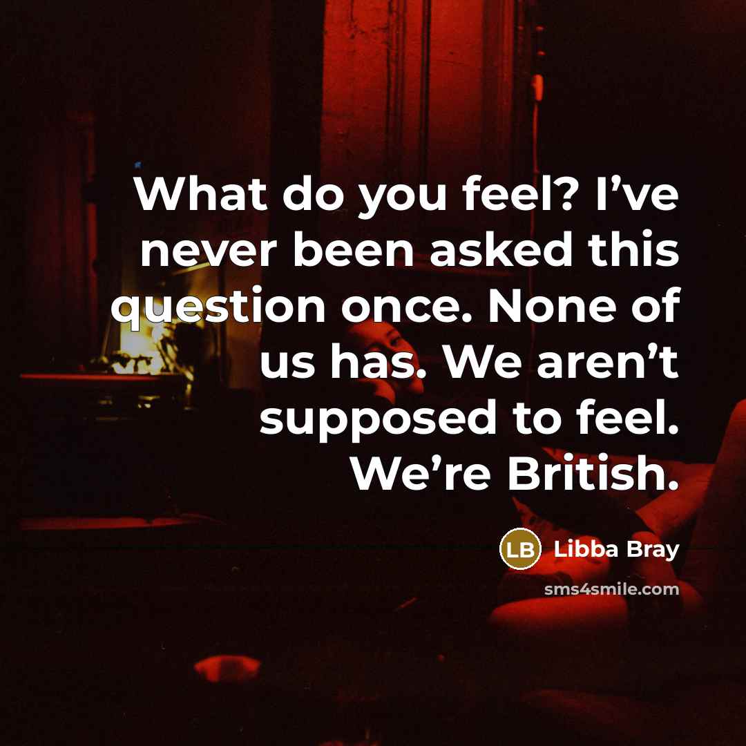 “What do you feel? I’ve never been asked this question…” quote by Libba Bray