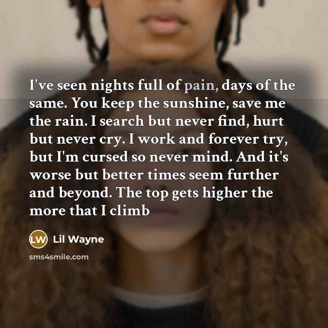 “I've seen nights full of pain, days of the same.…” quote by Lil Wayne