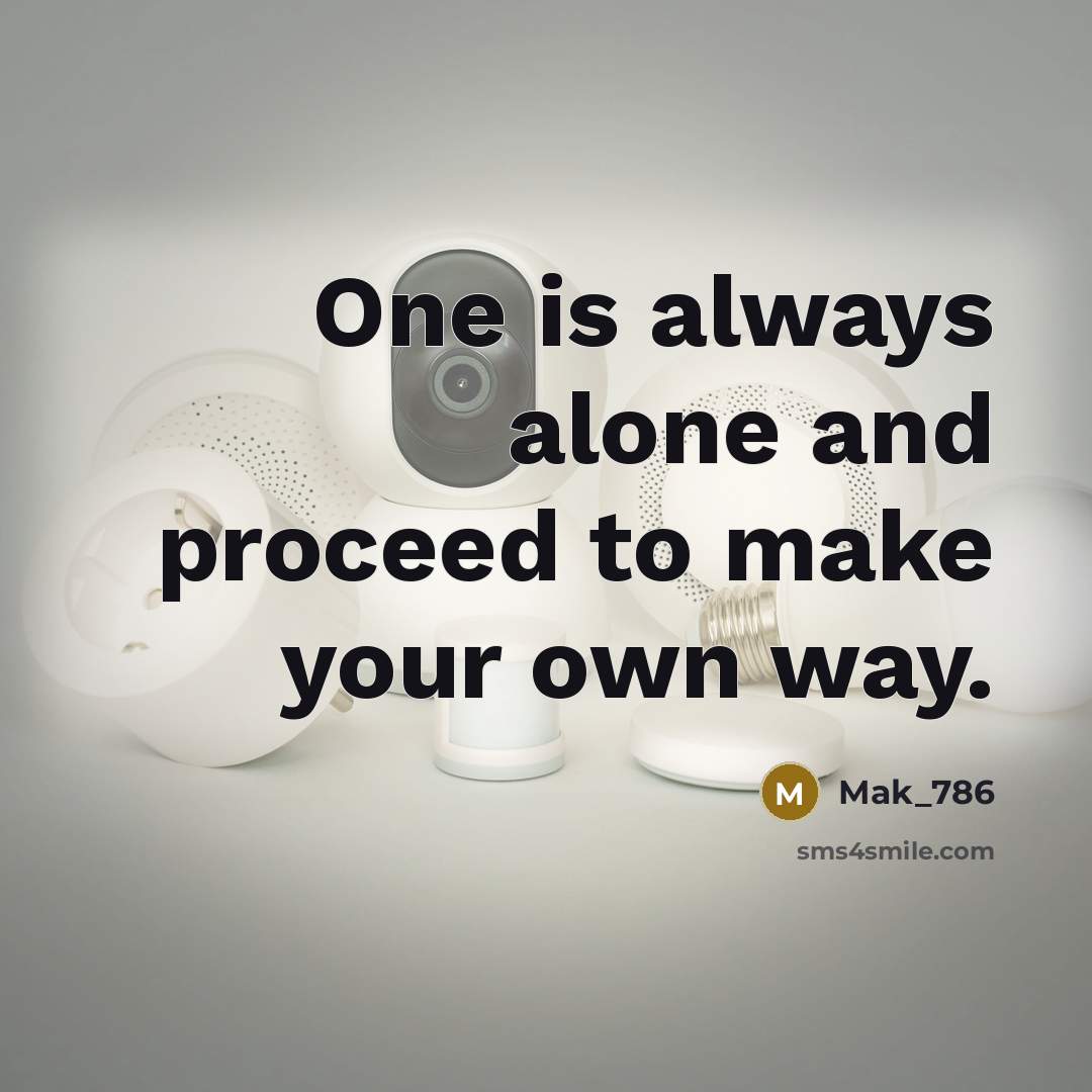 “One is always alone and proceed to make your own way.” quote by Mak_786